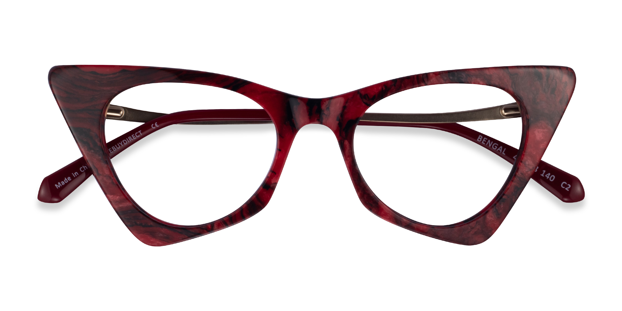 Red Floral Bengal - Metal Eyeglasses