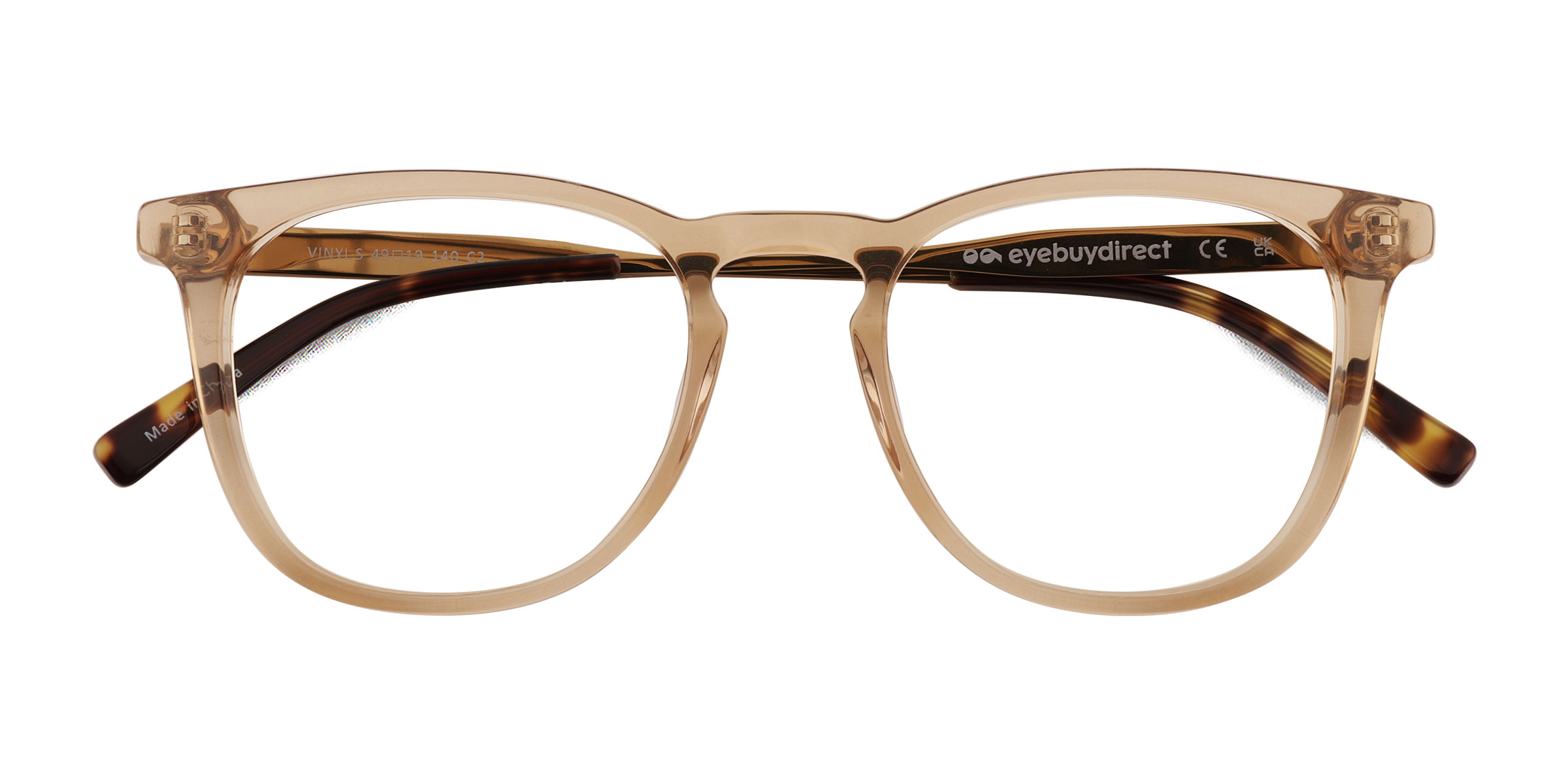 Clear Light Brown Vinyl - Metal Eyeglasses