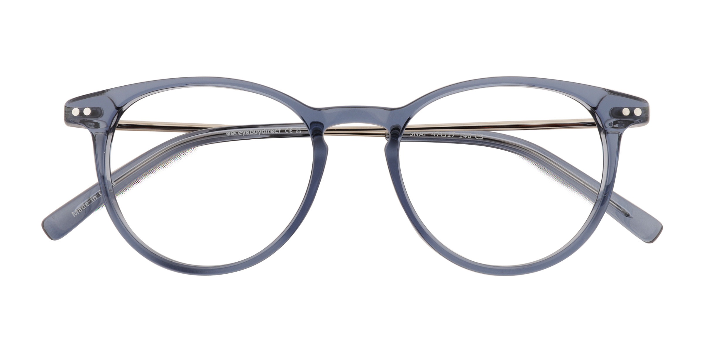 Clear Blue Snap -  Metal Eyeglasses