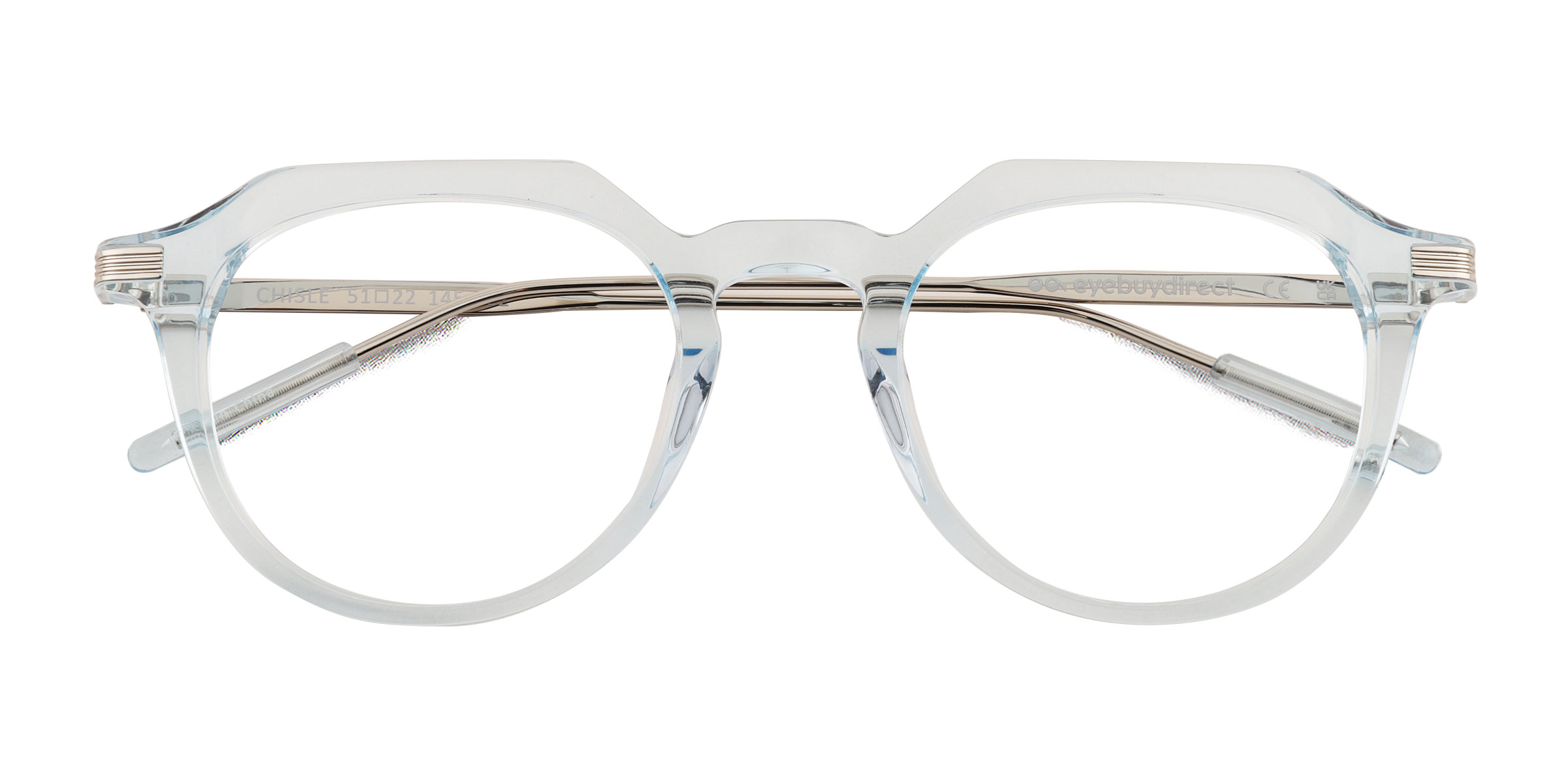 Clear Blue Silver Chisle -  Metal Eyeglasses