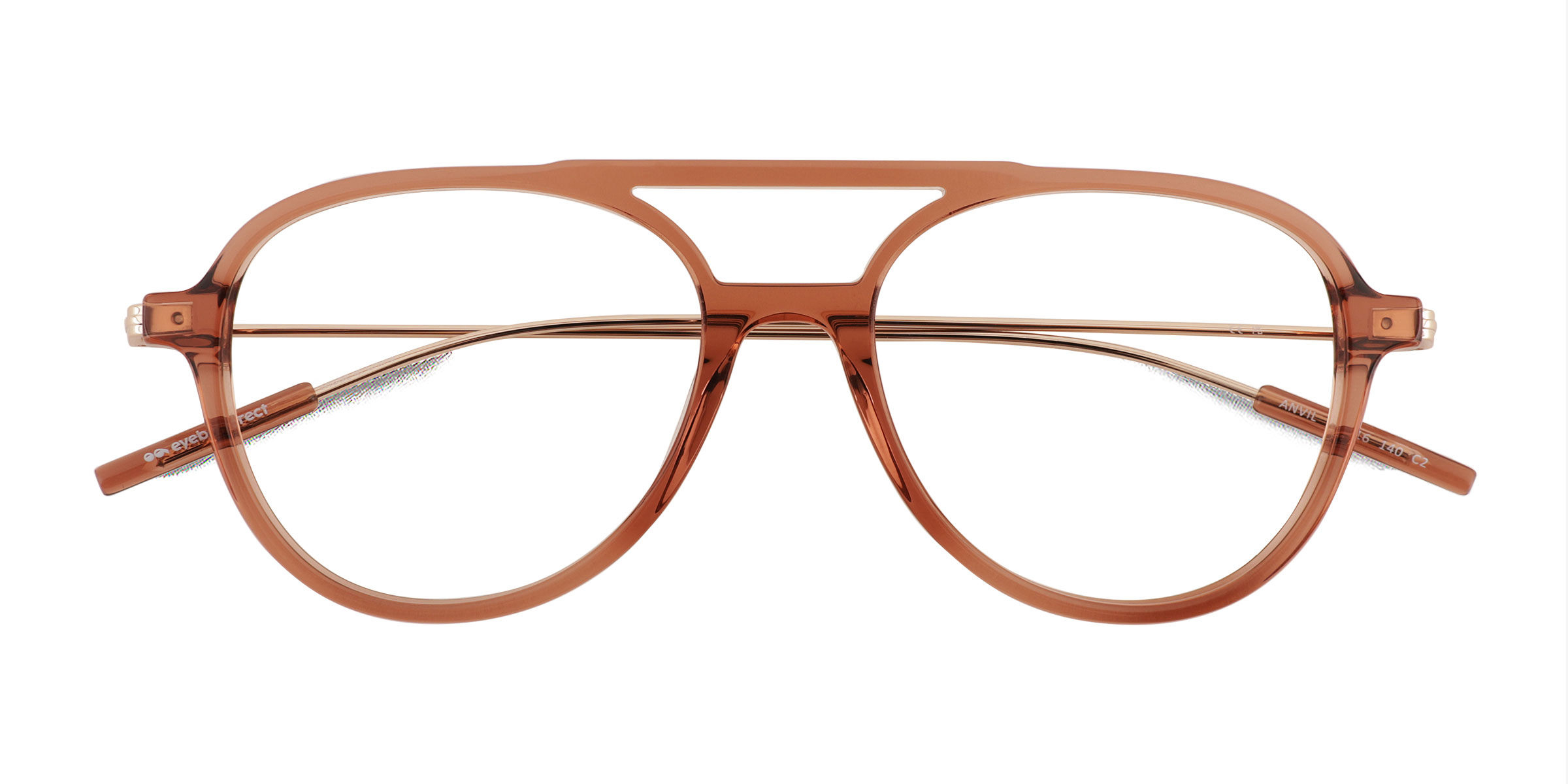Clear Brown Anvil - Metal Eyeglasses