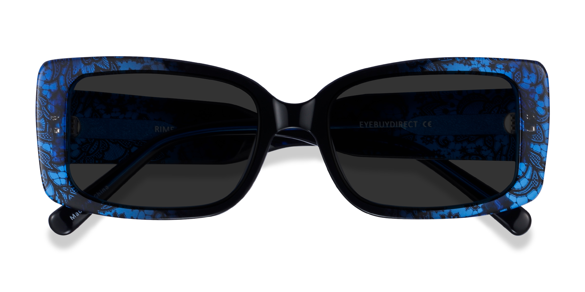 Clear Blue Floral Rime - Acetate Sunglasses