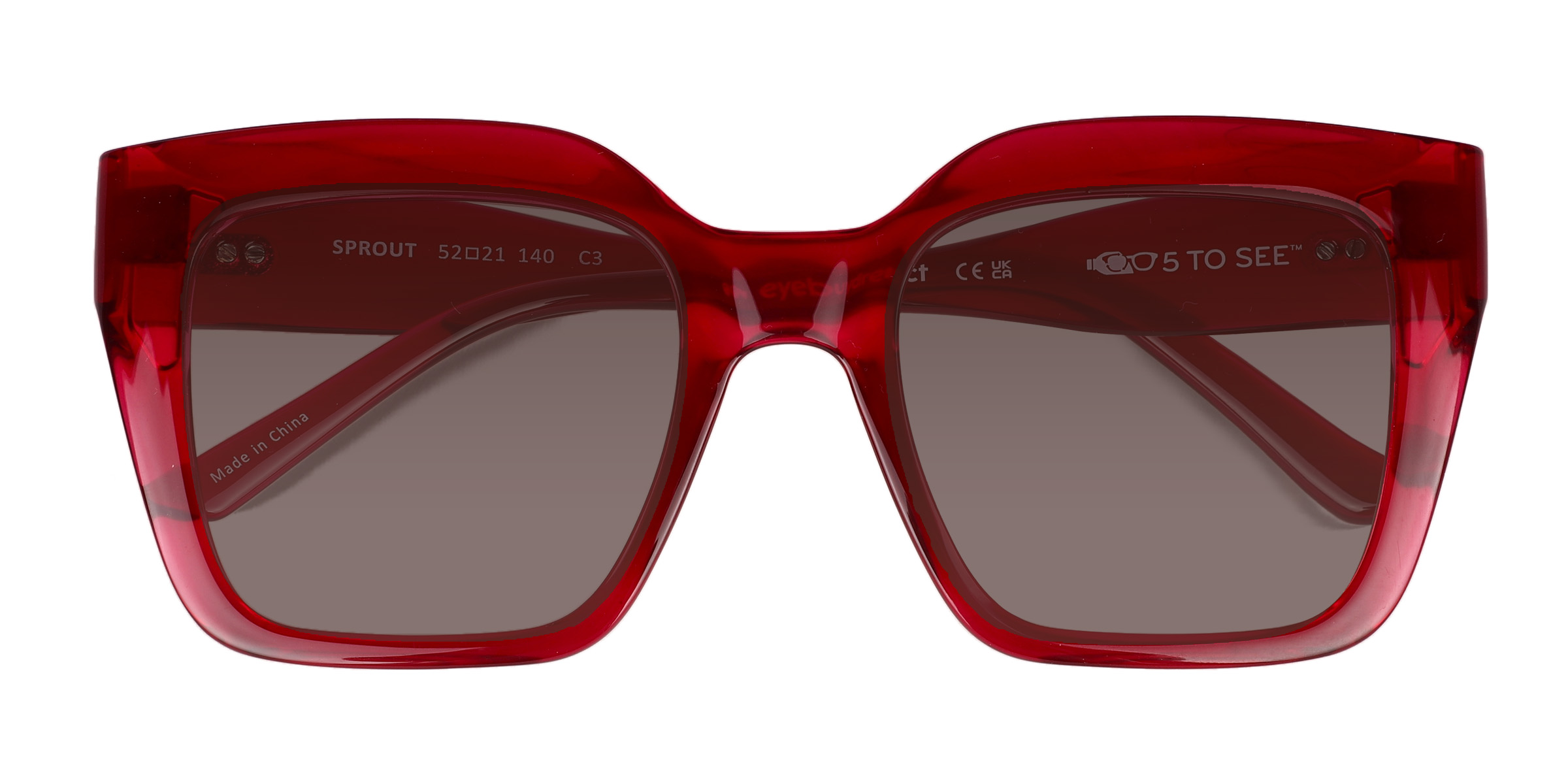 Crystal Red Sprout - Plastic Sunglasses