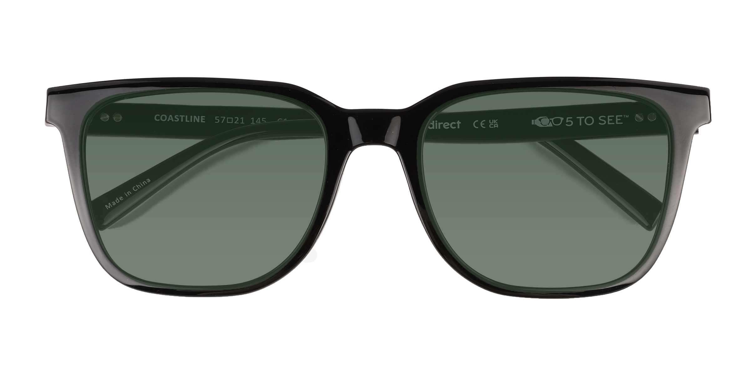 Shinny Black Coastline -  Plastic Sunglasses