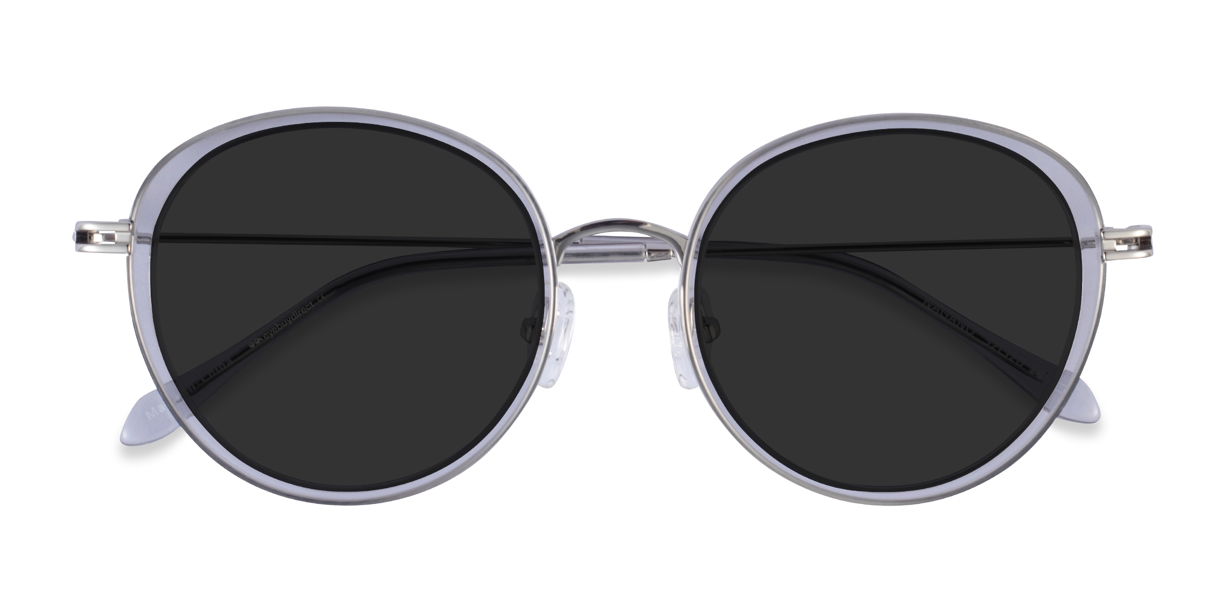 Clear Gray Silver Nagano -  Metal Sunglasses