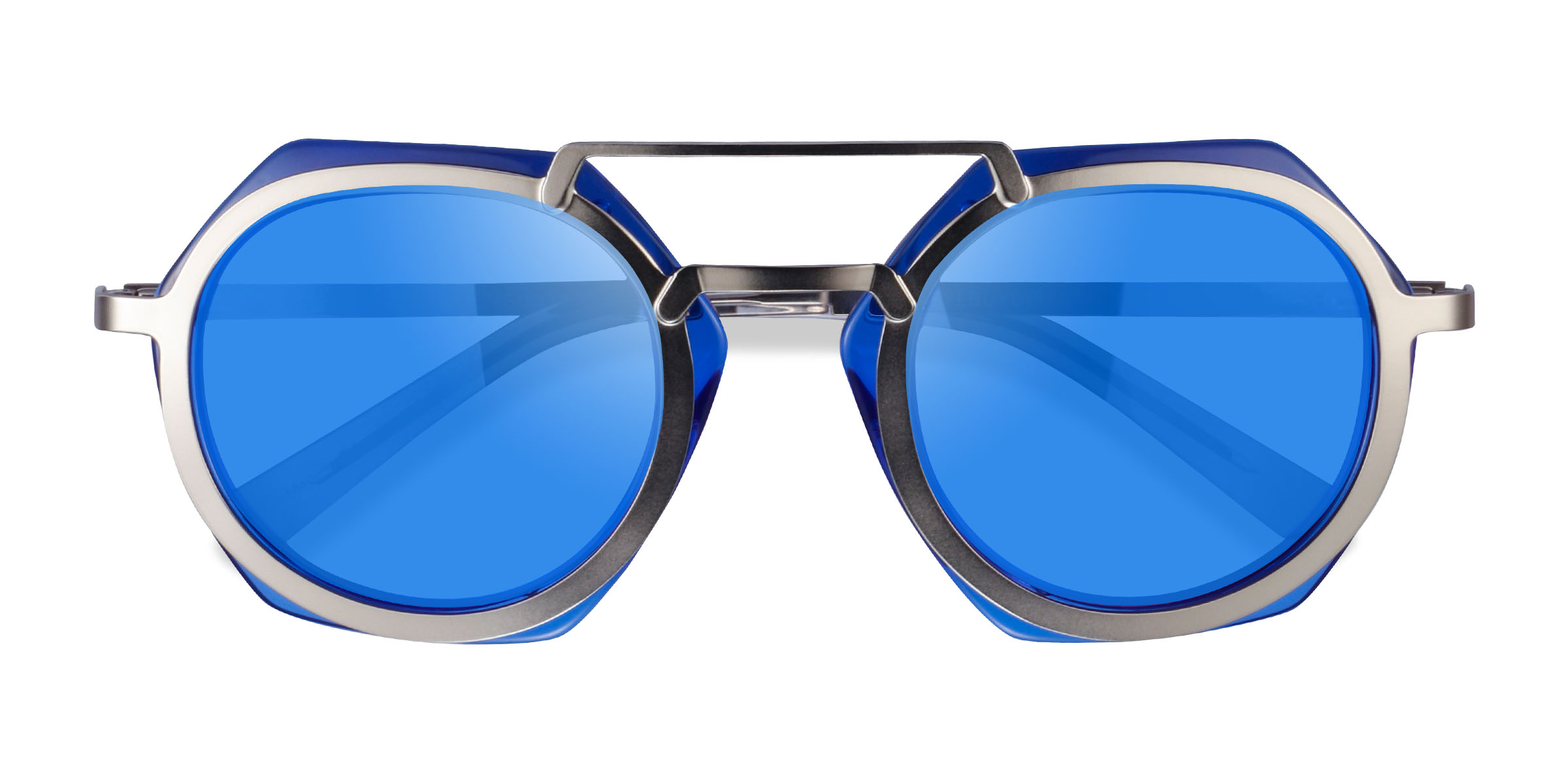 Blue Silver Multi - Métal Lunettes de soleil