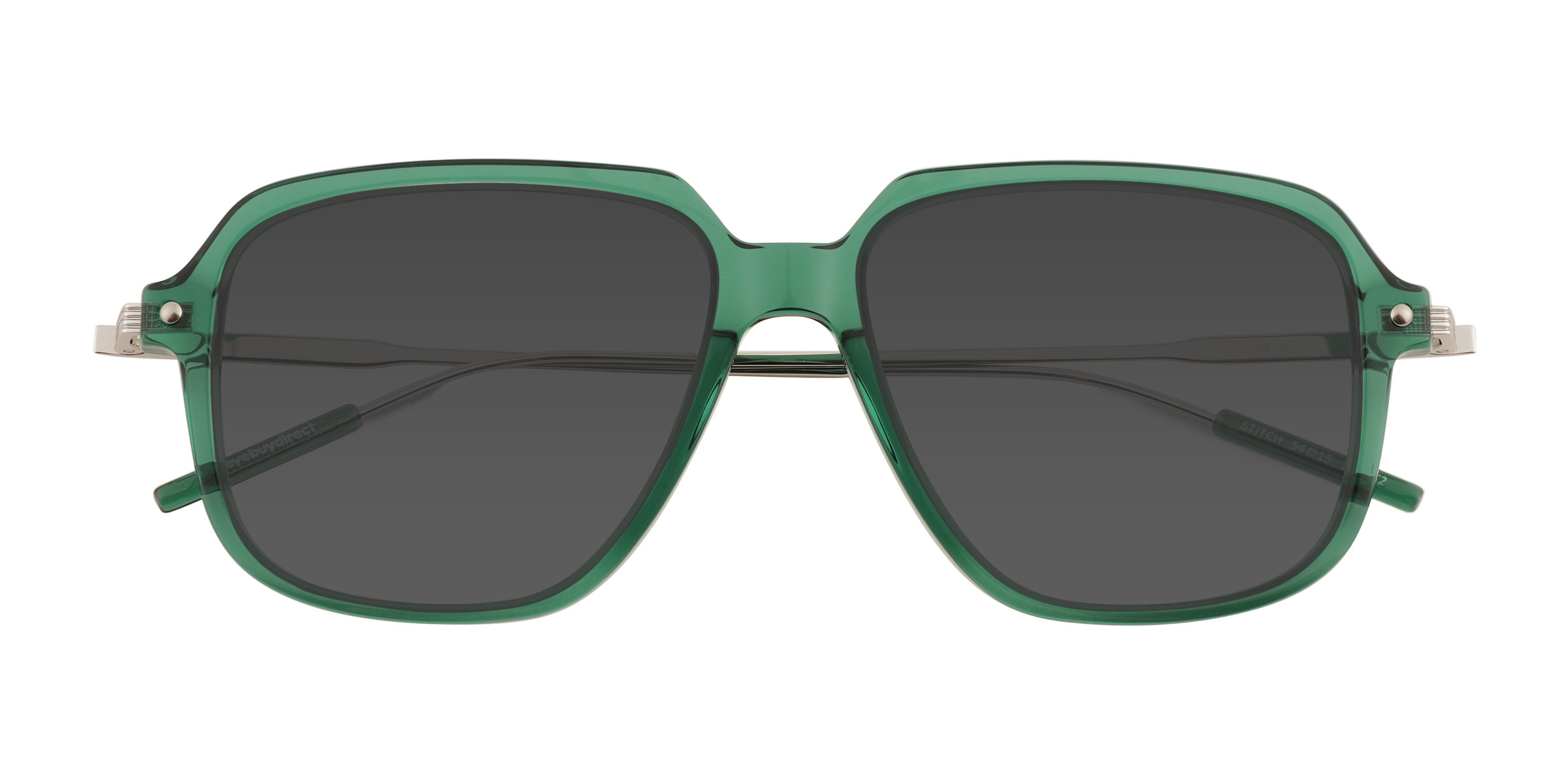 Clear Green Stitch - Metal Sunglasses