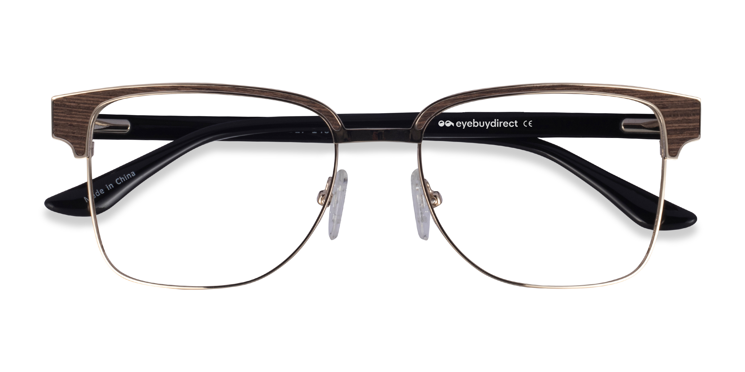 Gold Black & Wood Biome - Wood-texture Eyeglasses