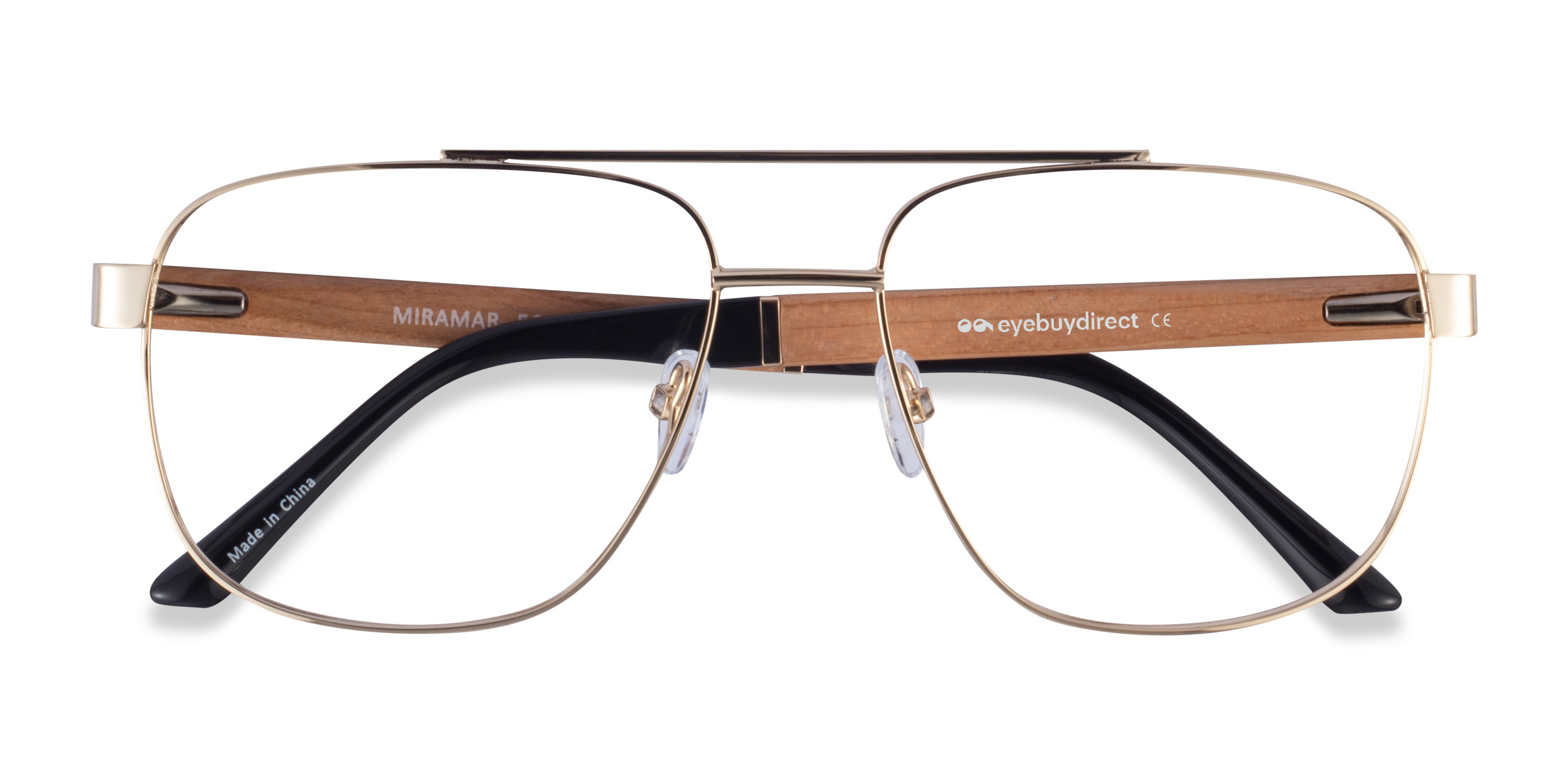 Gold Miramar - Wood-texture Eyeglasses