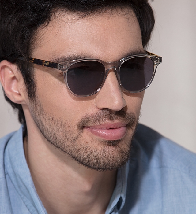 Gray Clear-Round-Sunglasses for Men